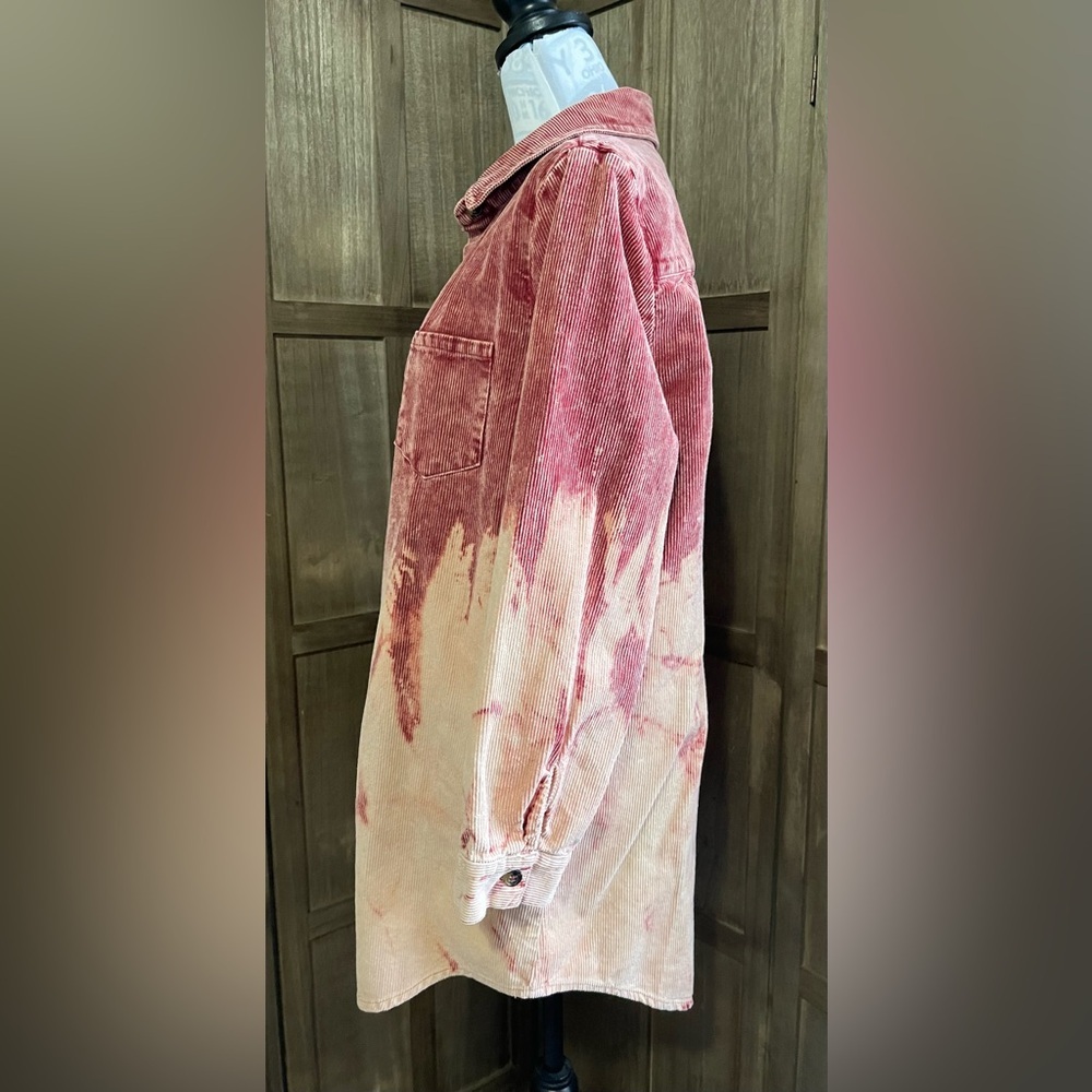 Women’s Corduroy Ombré Long Button Down Shirt. - Picture 6 of 7